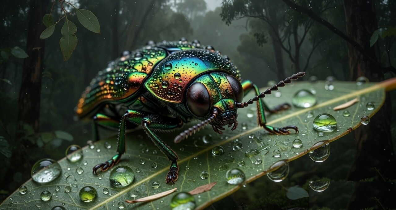 Jewel beetle in extreme macro